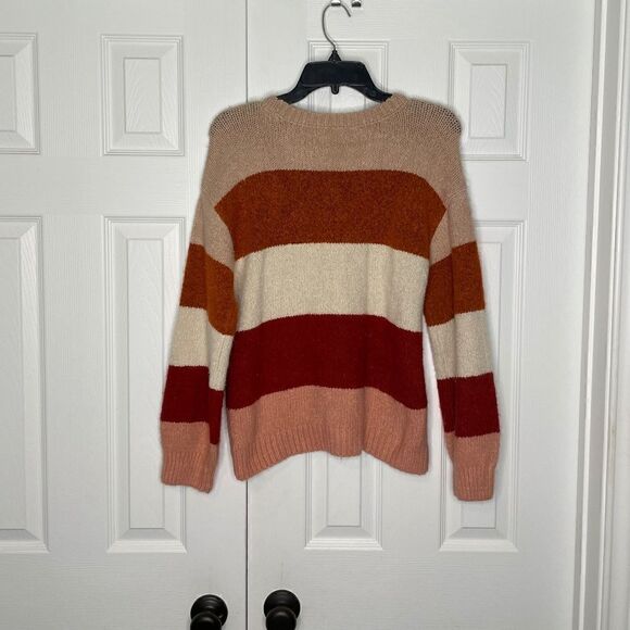 a.n.a. Red, Muave & Cream Striped Fuzzy Sweater - M - Picture 5 of 8